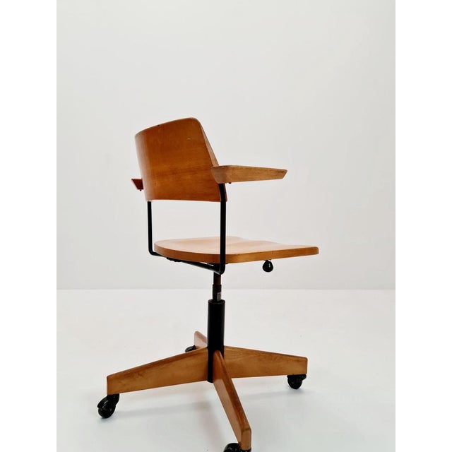 Bauhaus Style Swivel Office Armchair in Wood from Stollgiroflex, 1960s For Sale - Image 5 of 11