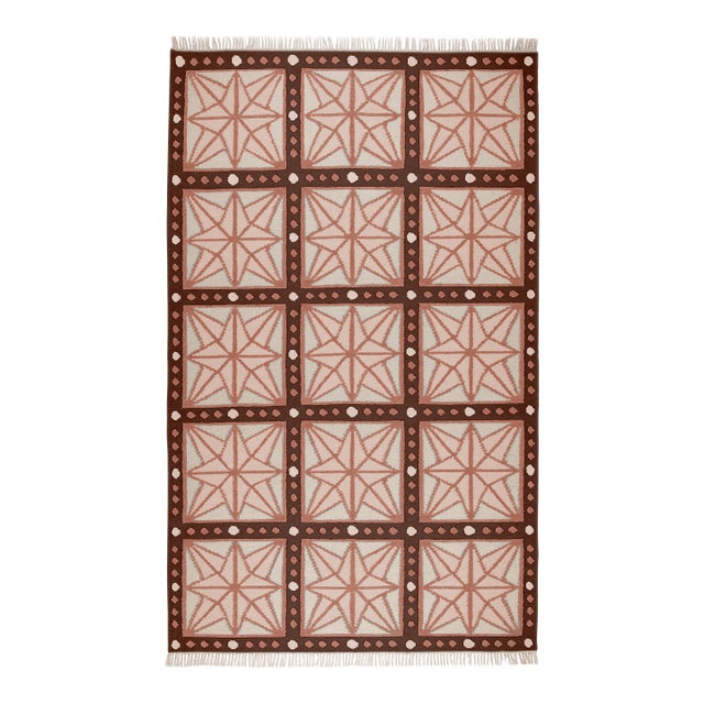 Part & Parcel Goods Wool Star Rug, 15' x 20', Bisque, Topaz, Chocolate and Eggshell For Sale