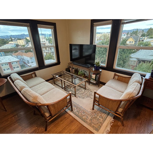 Mid-Century Modern Vintage McGuire Original Rattan Three-Seat Sofa For Sale - Image 3 of 14