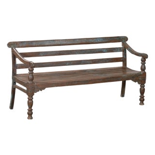 Antique Anglo-Indian Teakwood Bench For Sale