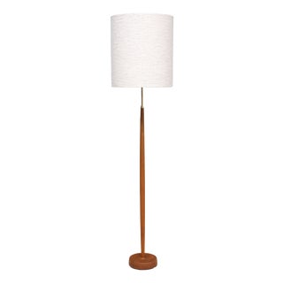 Vintage Floor Lamp in Oak from Falkenbergs Belysning, Sweden, 1960s For Sale