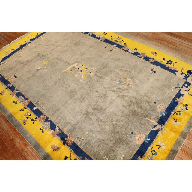Textile Antique Colorful Chinese Peking Rug - 6' x 8'7" For Sale - Image 7 of 12