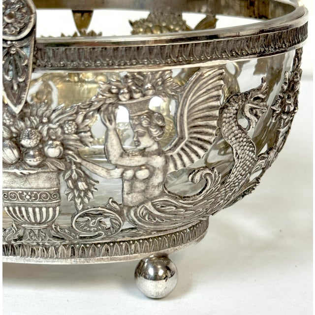 Empire Style Silver & Crystal Swing-Handle Basket /Sphinx Decoration, C. 1820 For Sale - Image 11 of 18