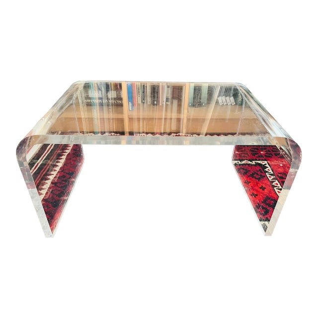 Vintage Lucite Coffee Table Waterfall Style For Sale