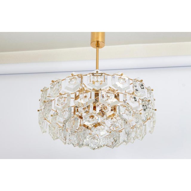 Chandelier Gilt Brass and Crystal Glass from Kinkeldey, Germany, 1970s For Sale - Image 4 of 15