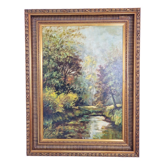 J. De Borge, Forest Landscape, 1970s, Oil on Canvas, Framed For Sale