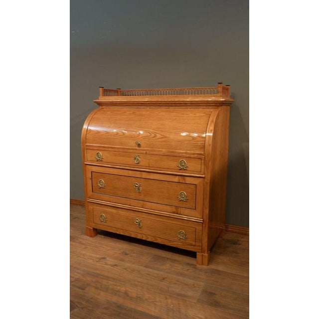 Biedermeier Roller Flap Secretary in Ash, 1840s For Sale - Image 5 of 14