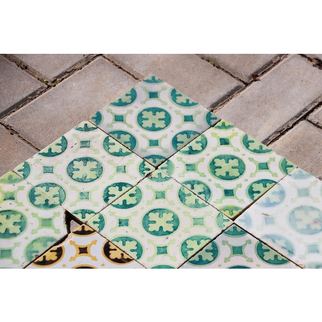 Late 19th Century Dark and Light Green Set of Nineteen Tiles, Portuguese For Sale - Image 9 of 16