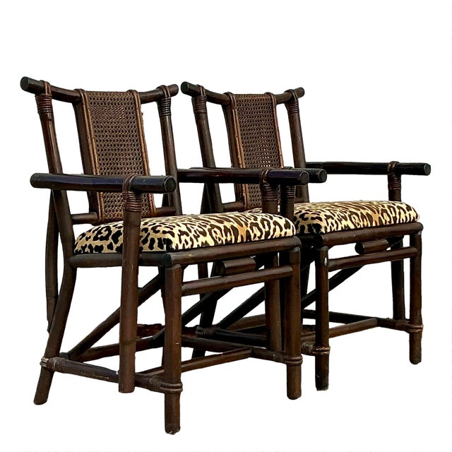 Vintage Boho Rattan and Cane Chairs After Ficks Reed - a Pair For Sale