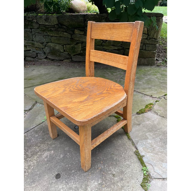 Wood Vintage Oak Childs School Chair 1950's For Sale - Image 7 of 12