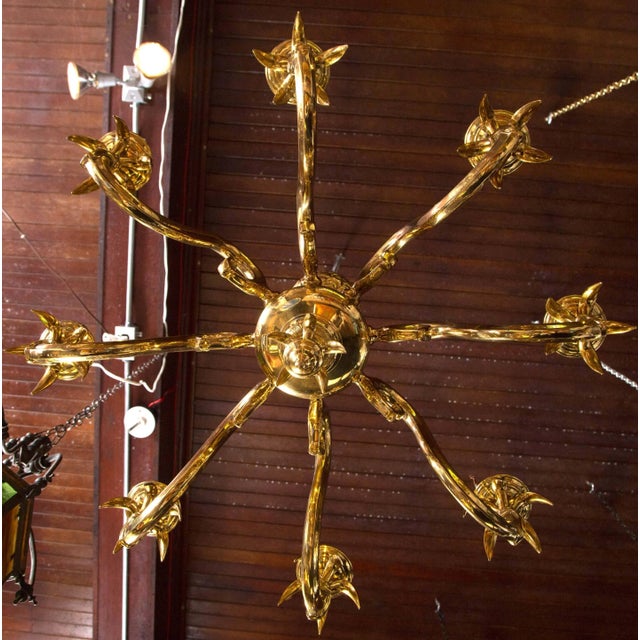 1970s Vintage Brass Pineapple Chandelier For Sale In New York - Image 6 of 8