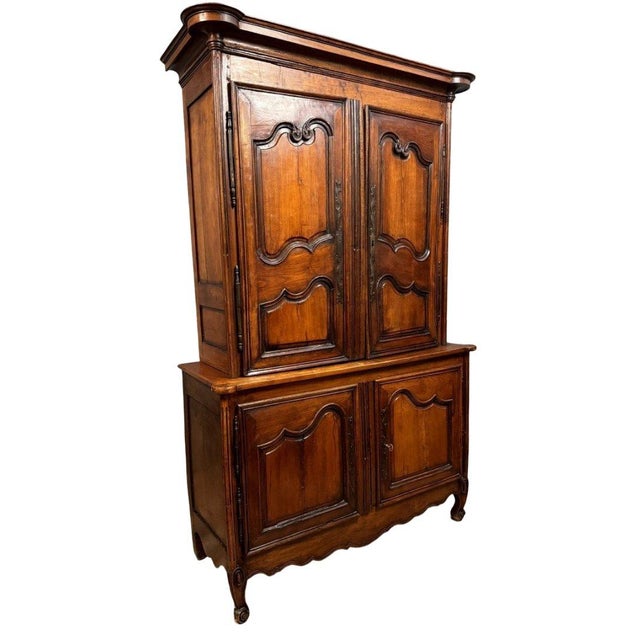 Louis XV Two-Part Buffet in Cherry and Walnut, 1900s For Sale - Image 6 of 10