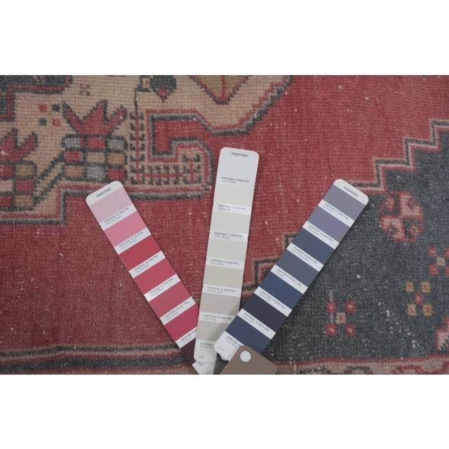 Vintage Faded Red Turkish Oushak Rug For Sale - Image 12 of 13