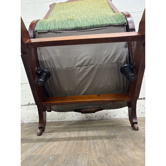 Antique Victorian Eastlake Carved Walnut Coil Spring Platform Rocking Chair For Sale - Image 10 of 11