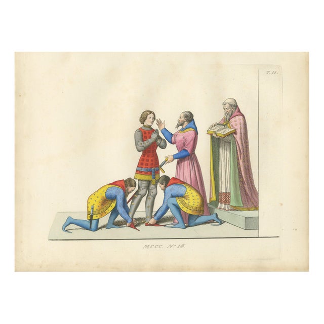 Paolo Mercuri, Creation of a Knight Ceremony, 1860s, Litograph on Paper For Sale