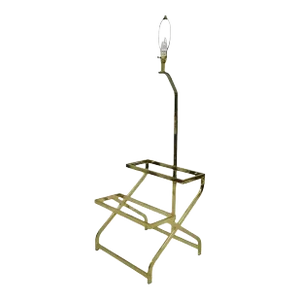 Vintage Mid Century Modern Brass Metal 2 Tier Step Up Floor Lamp End Table
