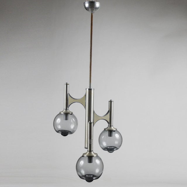 Space Age Three-Light Chandelier in the style of Mazzega For Sale - Image 9 of 10