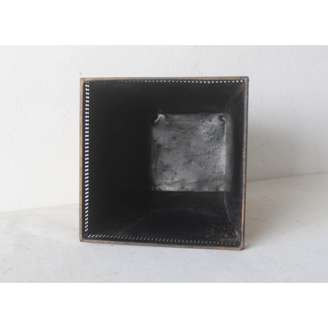 19th Century French Style Sheet Metal Cachepot Wastebasket Planter Flowers Hoop Handles Footed Details Vintage For Sale - Image 13 of 14