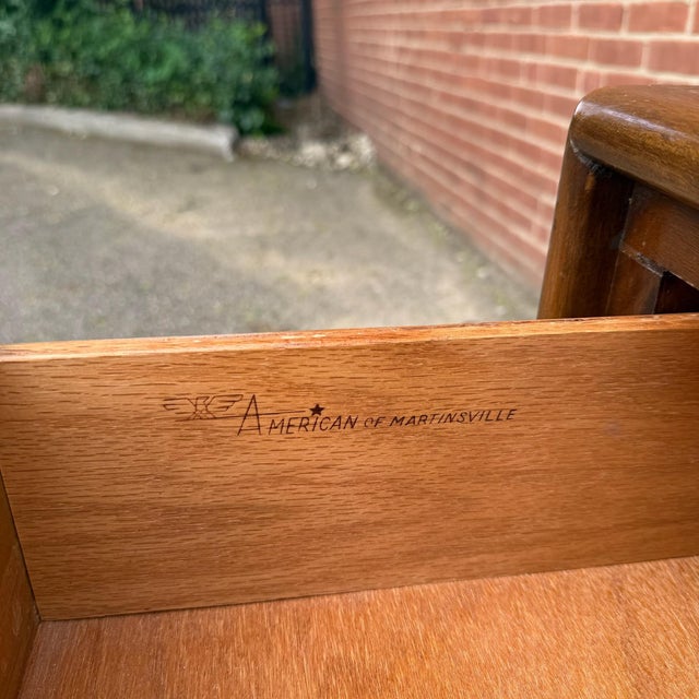 American of Martinsville 1960s American of Martinsville Lowboy Dresser With Mirror For Sale - Image 4 of 12