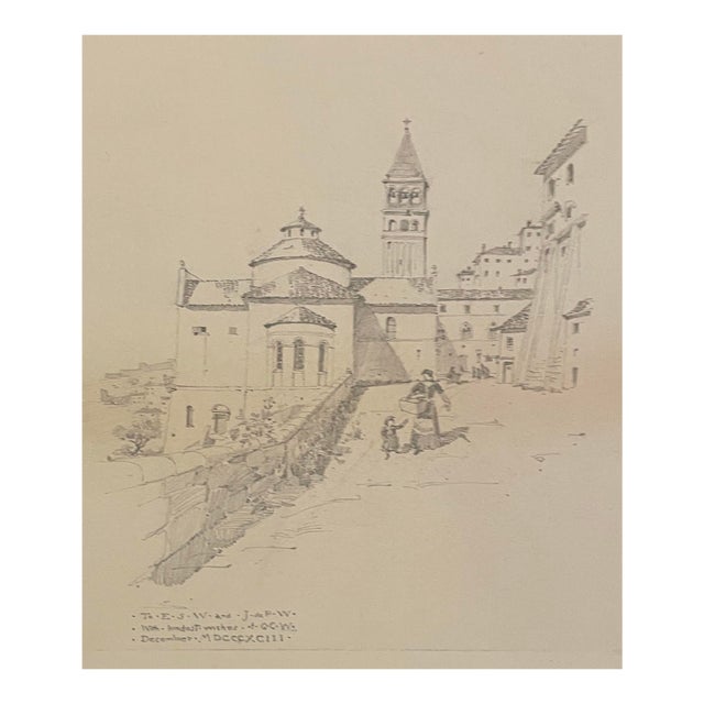 1893 European Architectural Drawing For Sale