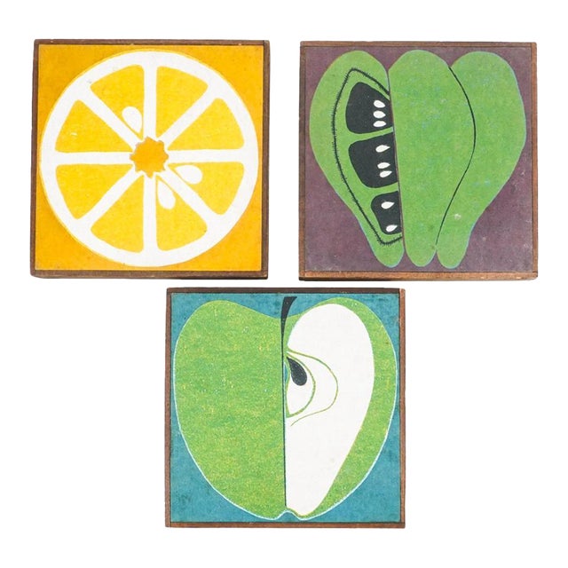 Mid Century Framed Pop Art Mixed Media Paintings- Set of Three For Sale