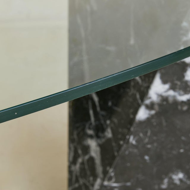 Italian Nero Marquina Marble + Oval Glass Dining Table, 1970s For Sale - Image 9 of 9