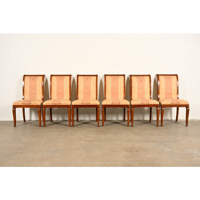 Neoclassical Baker Furniture Style Regency Carved Mahogany Dining Chairs, Set of Six For Sale - Image 3 of 13