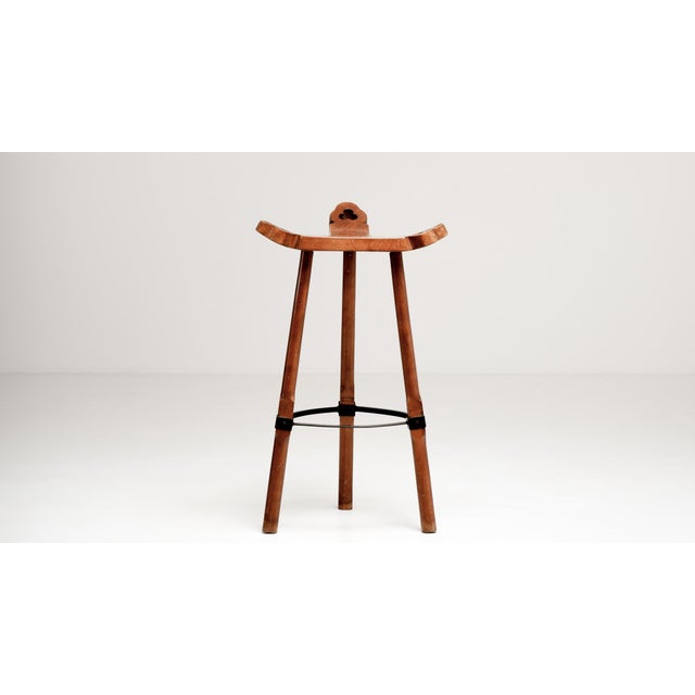 Wood 1960s Spanish Brutalist Bar Stool For Sale - Image 7 of 12