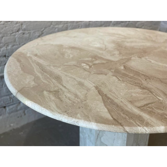 1980s Postmodern Vintage Travertine Round Dining/Entry Table Honed For Sale - Image 10 of 12