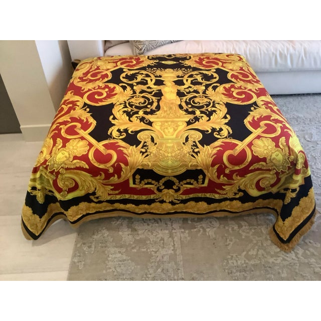 Italian Vintage Atelier Versace Fabric Custom Made Velvet Throw For Sale - Image 3 of 12