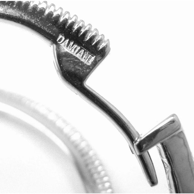 Damiani 18k Rose/White Gold Diamond Hoop Earrings, Pair For Sale - Image 9 of 9