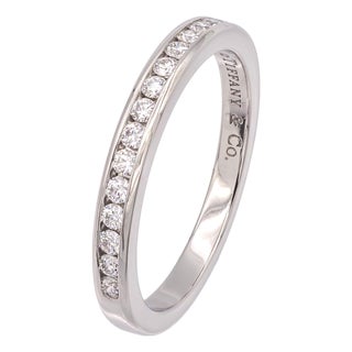 Tiffany & Co. Platinum Half Circle Channel-Set Diamond Band Ring Size 4.25 For Sale