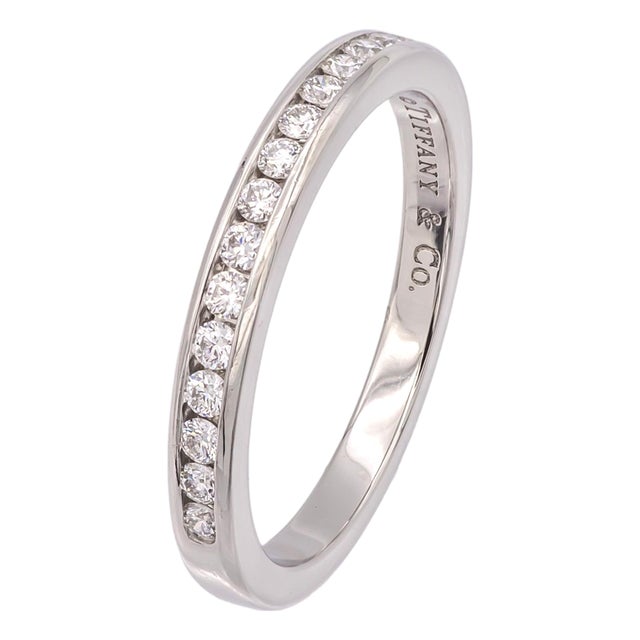 Tiffany & Co. Platinum Half Circle Channel-Set Diamond Band Ring Size 4.25 For Sale