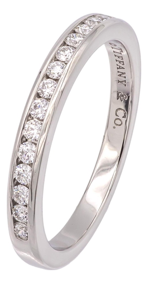 Tiffany & Co. Platinum Half Circle Channel-Set Diamond Band Ring Size 4.25