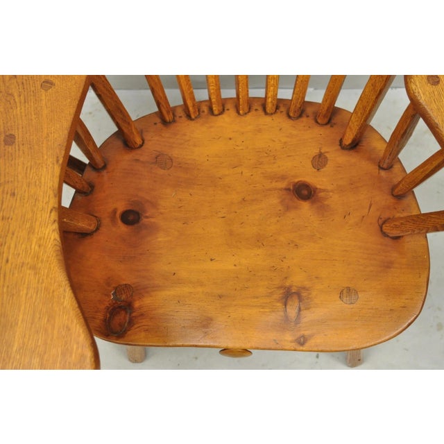 Vintage Hunt Country Furniture Pine Wood Writing Desk Windsor Chair W/ Drawer For Sale In Philadelphia - Image 6 of 18