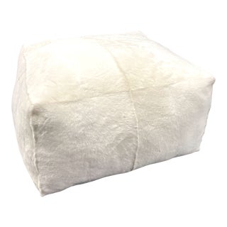 Ivory Sheepskin Pouf Ottoman by Tasha Tarno For Sale