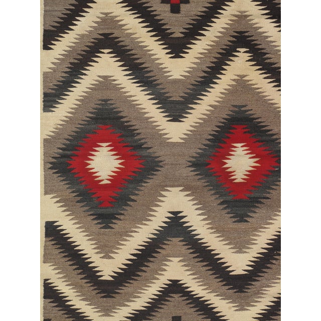 Vintage Navajo Carpet, Oriental Rug, Handmade Wool Rug, Red, Black, Ivory, Bold For Sale - Image 10 of 17