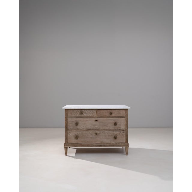19th Century French Louis XVI Oak Chest of Drawers With Marble Top For Sale - Image 18 of 18