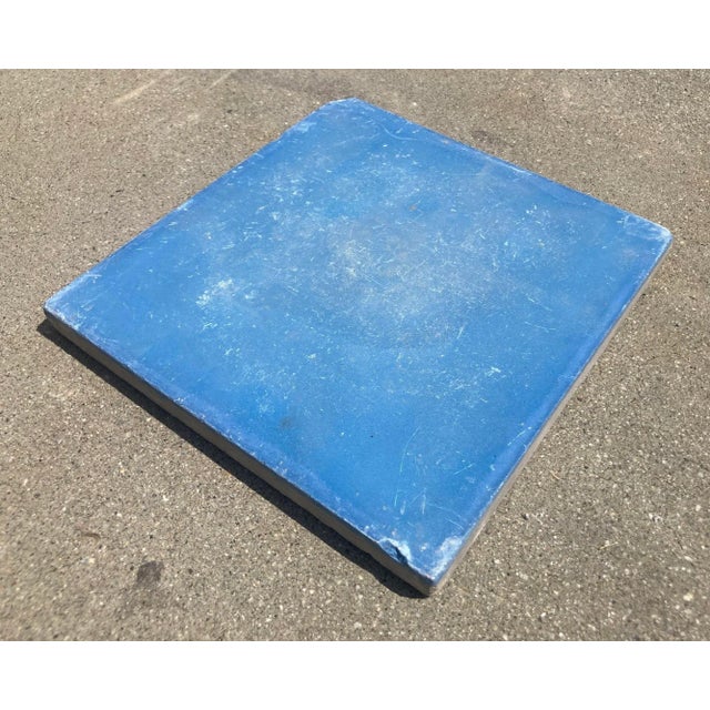 Moroccan Handcrafted Reclaimed Encaustic Cement Tile Blue Color For Sale - Image 4 of 10
