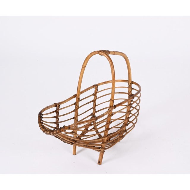 1960s Mid-Century French Riviera Bamboo & Rattan Magazine Rack, Italy, 1960s For Sale - Image 5 of 18