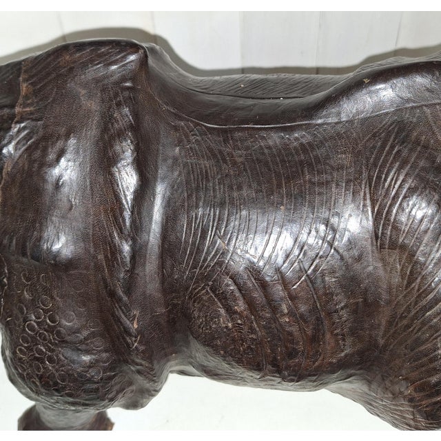 Vintage Stool in the Shape of a Rhinoceros in Cowhide Leather, 1970s For Sale - Image 11 of 13