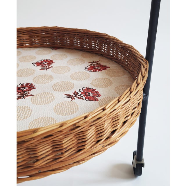 Rattan and Lacquered Iron Bar Trolley, Austria, 1950s For Sale - Image 12 of 14