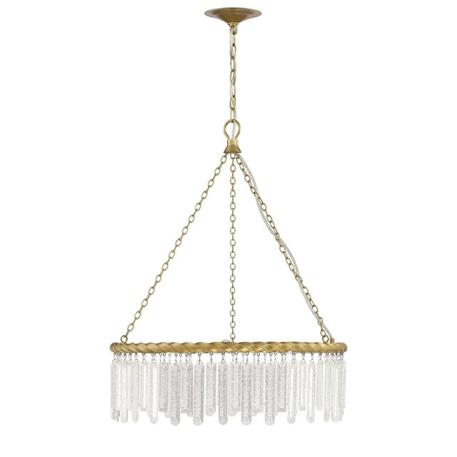 Life is but a dream with the elegant Reverie brass and crystal drop chandelier. The circular ceiling fixture is defined by...