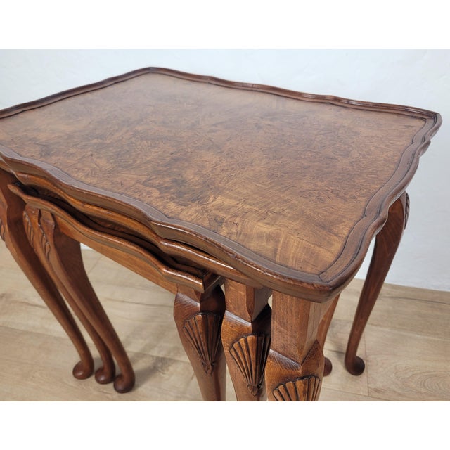 Victorian Nesting Tables in Walnut, 1890, Set of 3 For Sale - Image 11 of 18