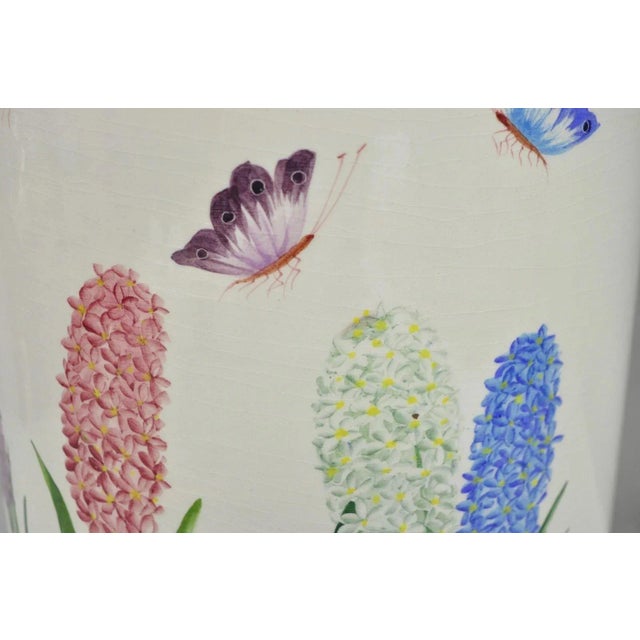 Late 20th Century Paul Hanson French Country Porcelain Jardiniere Butterfly & Flower Table Lamp For Sale - Image 12 of 12