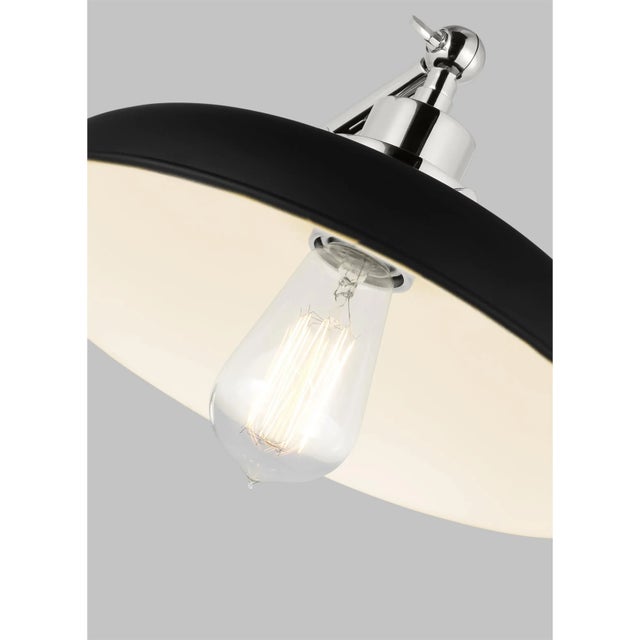 Contemporary Chapman & Myers by Visual Comfort Studio Wellfleet Single Arm Wide Task Sconce, Midnight Black & Polished Nickel For Sale - Image 3 of 5