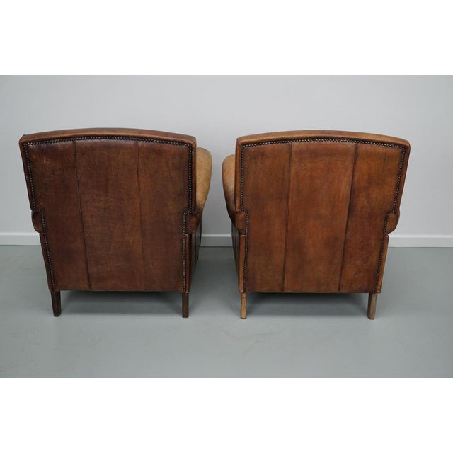 Vintage Dutch Cognac Leather Club Chairs, Set of 2 For Sale - Image 4 of 18