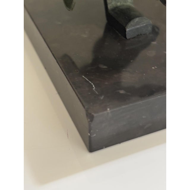 Metal Art Deco Bronze Crane Bookends with Marble Bases by H. Garreau Auxerre Label, France, 1930s, Set of 2 For Sale - Image 7 of 11