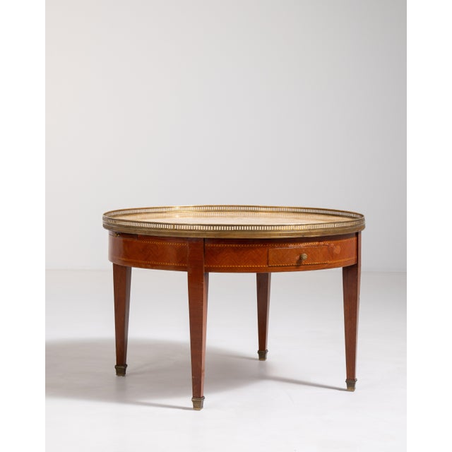 Louis XVI Bouillotte Coffee Table with Marble Top and Brass Accents, Neoclassical Style, France, Early 20th Century For Sale - Image 11 of 17