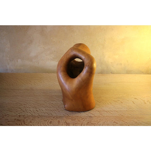 Brown Mid-Century Modern Abstract Carved and Etched Wood Aboriginal Sculpture For Sale - Image 8 of 9